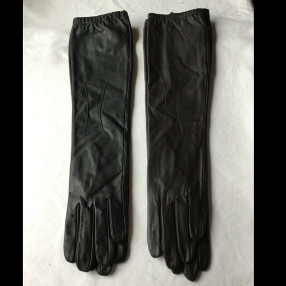 Leather OPERA Length Gloves 17” Brown SM